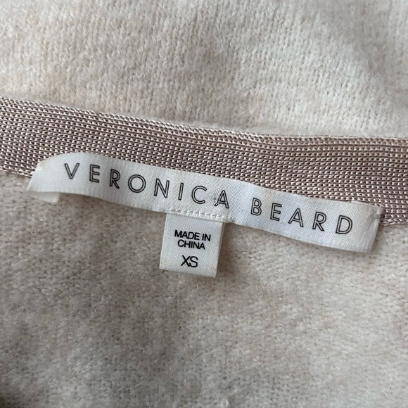 Veronica Beard Miley Colorblock Metallic V-Neck Sweater in Ivory Multi Sz XS - Picture 10 of 11